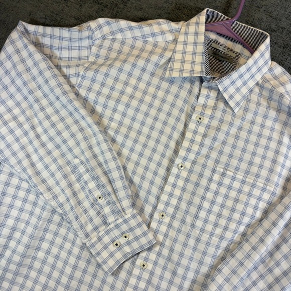 Johnston & Murphy Other - Johnston & Murphy Button Down Shirt Mens XL Blue Plaid Tailored Fit Long Sleeve